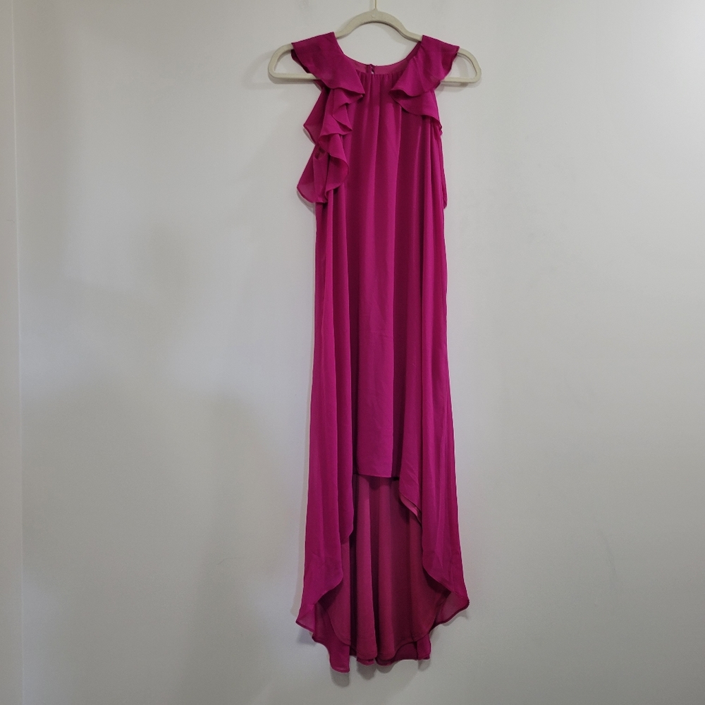 Maternal America pink ruffle hi low nwt dress M